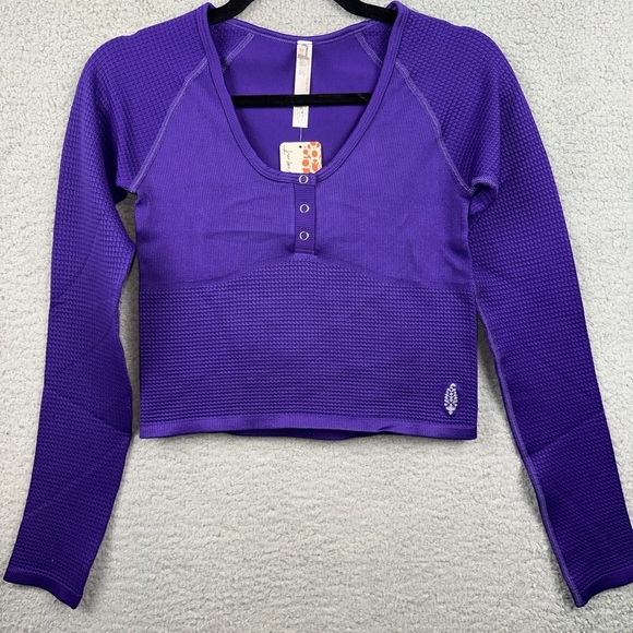 Free People Movement Top Bail Out Womens XL Long Sleeve Layer Henley Crop Top - Picture 3 of 12